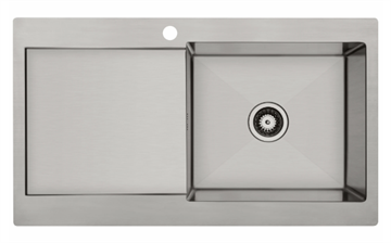 Lavabo Kubus 90 R soft Rustfri stålvask med afløbsbakke 900x500 - Bassin til højre